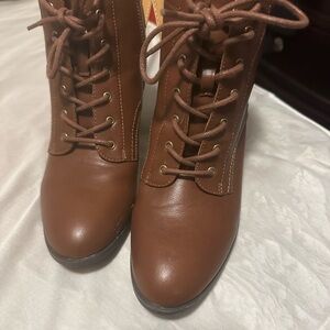 Brown Lace-Up Ankle Boots